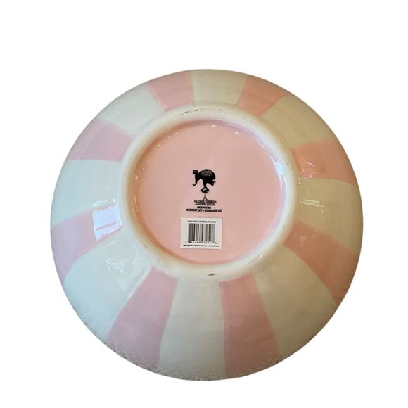 Pink & White Striped Spider Web Candy Bowl 10" Ceramic Chic Halloween Decor NEW - Picture 6 of 15